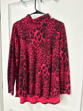Chico's Hot Pink and Black Animal Print Tunic